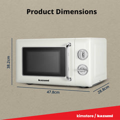 [OPEN BOX] Kazumi KZ-702 20L Retro Microwave Oven - Classic Cream