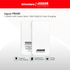 [OPEN BOX] Jaguar Electronics PB680 V2 10000mAh Power Bank 18W PD/QC 3.0 Fast Charging Type-C