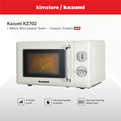 [OPEN BOX] Kazumi KZ-702 20L Retro Microwave Oven - Classic Cream