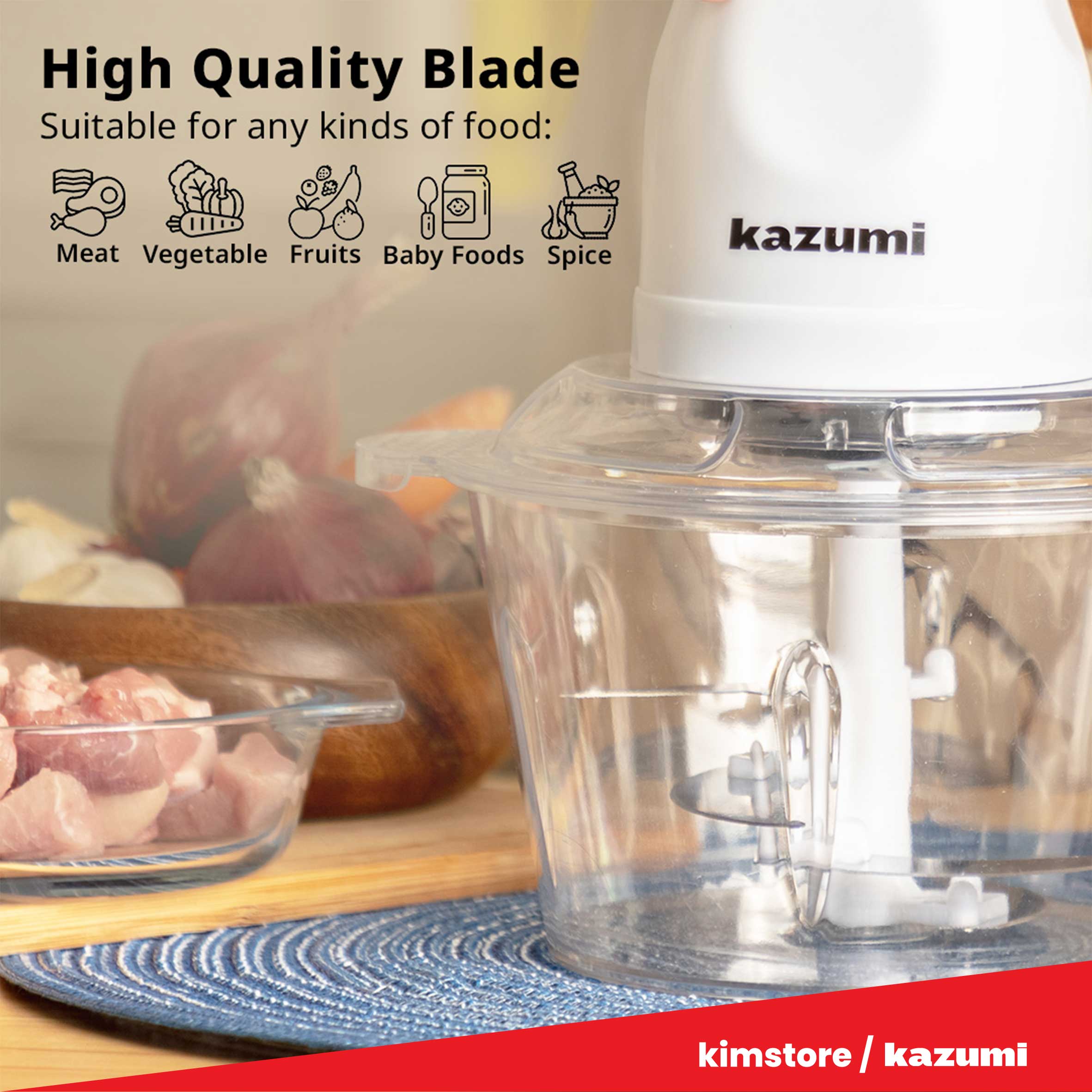 [OPEN BOX] Kazumi KZ-102 Electric Meat Grinder 2L 300W - Alabaster White