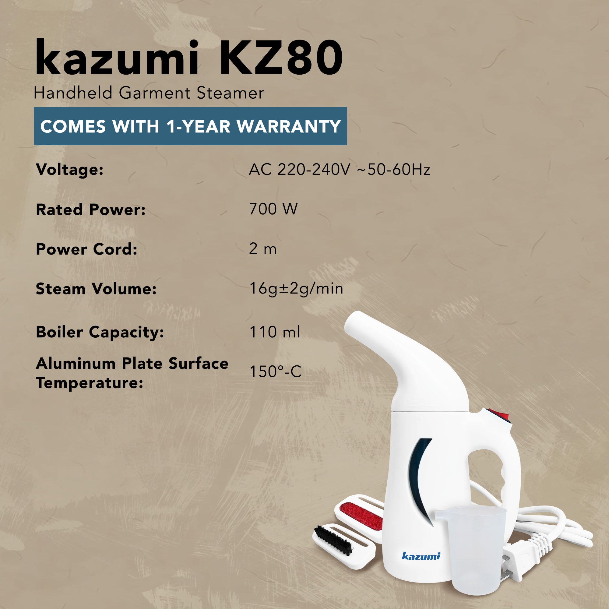 [OPEN BOX] KAZUMI KZ80 Handheld Garment Steamer