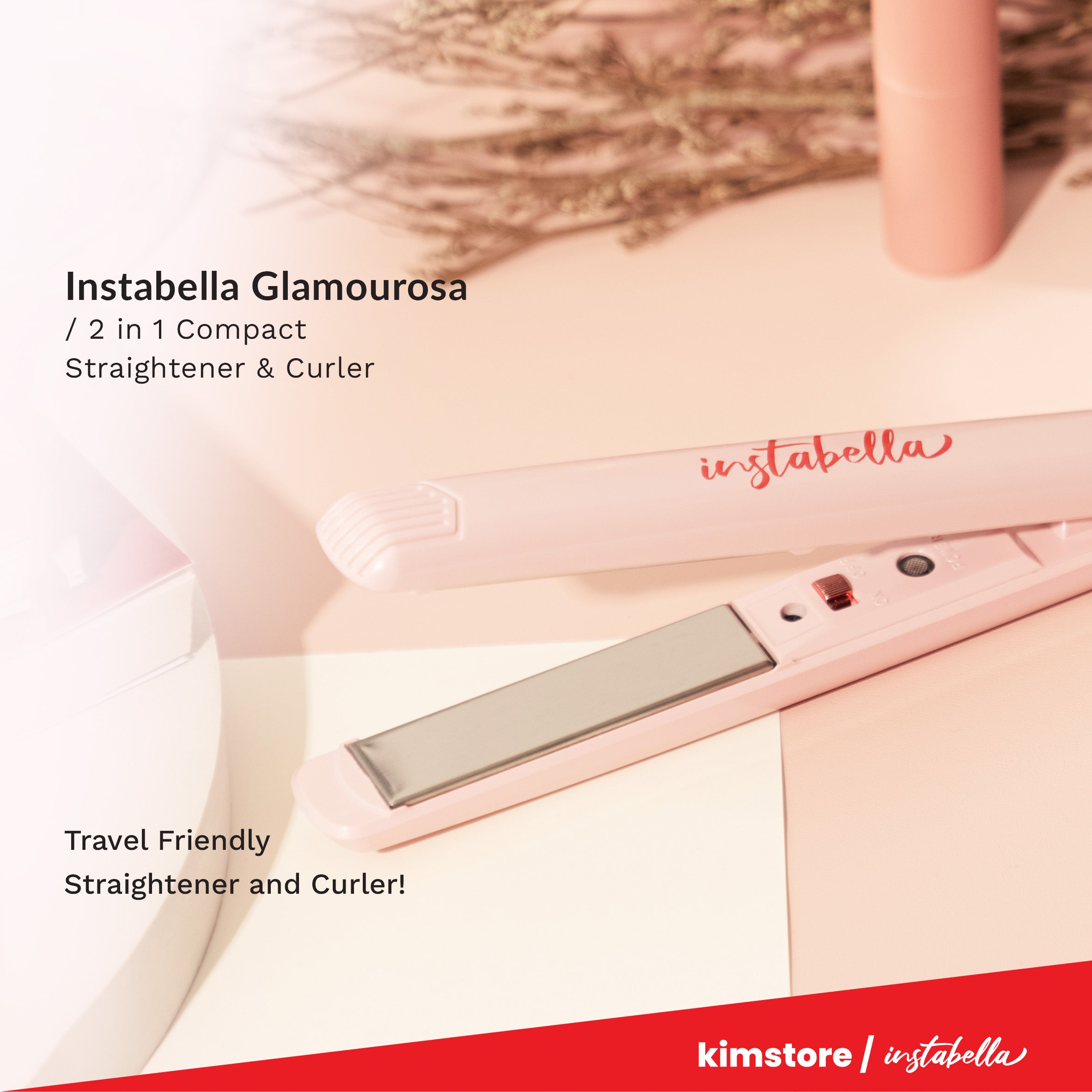 [OPEN BOX] Instabella Glamourosa 2 in 1 Compact Straightener & Curler HS-340