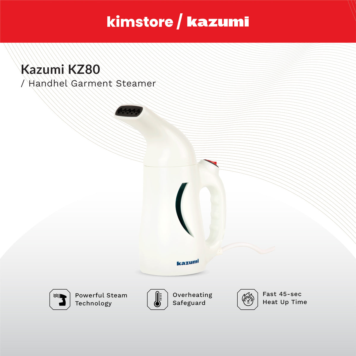 [OPEN BOX] KAZUMI KZ80 Handheld Garment Steamer