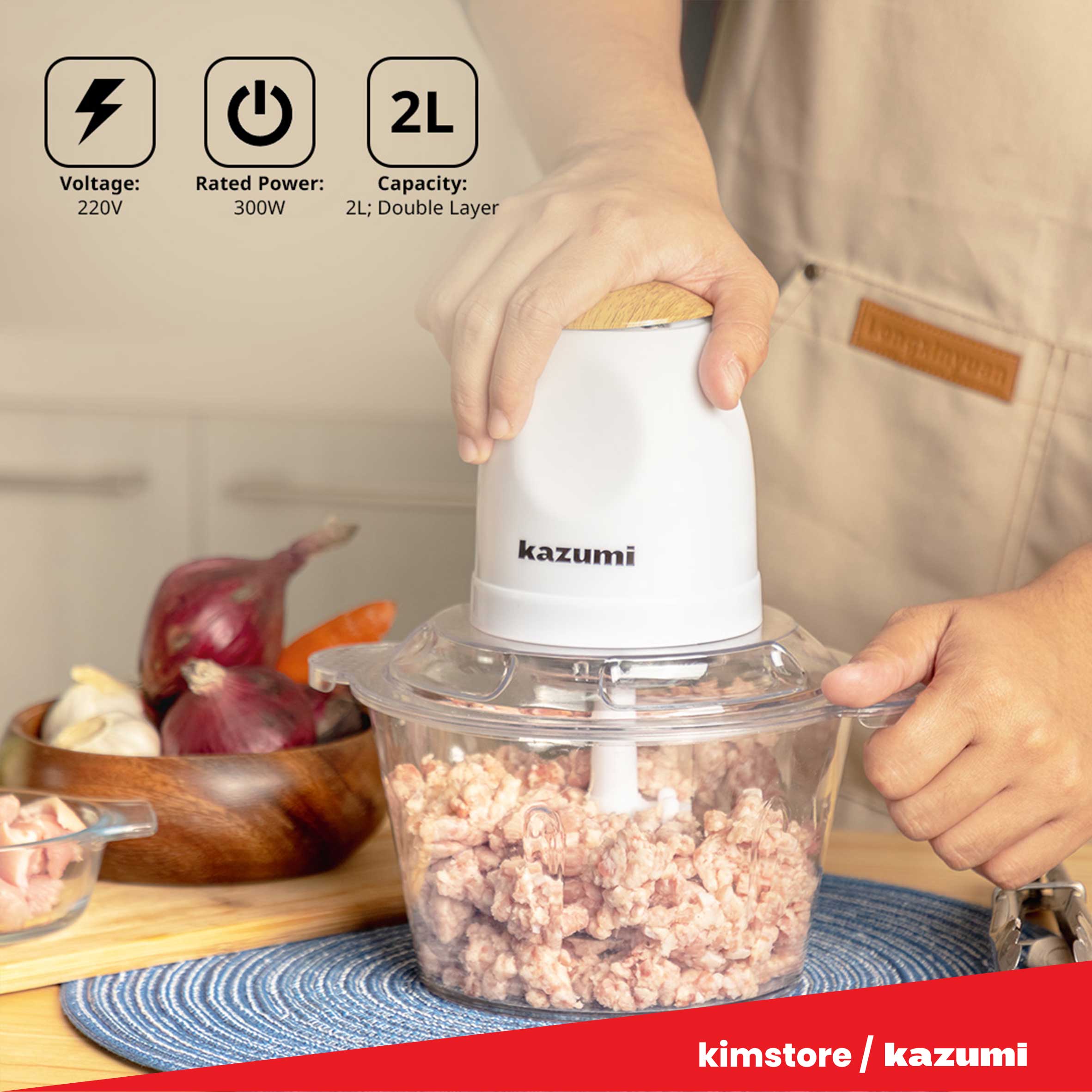 [OPEN BOX] Kazumi KZ-102 Electric Meat Grinder 2L 300W - Alabaster White