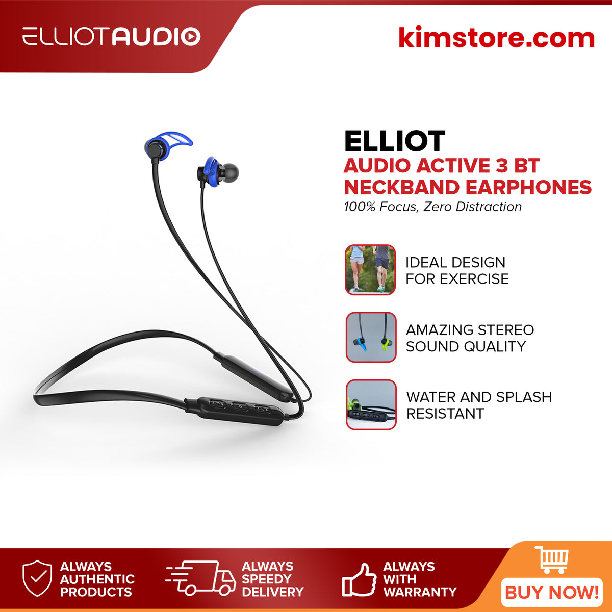 [OPEN BOX] [B] Elliot Audio Active 3 Bt Neckband Earphones Blue