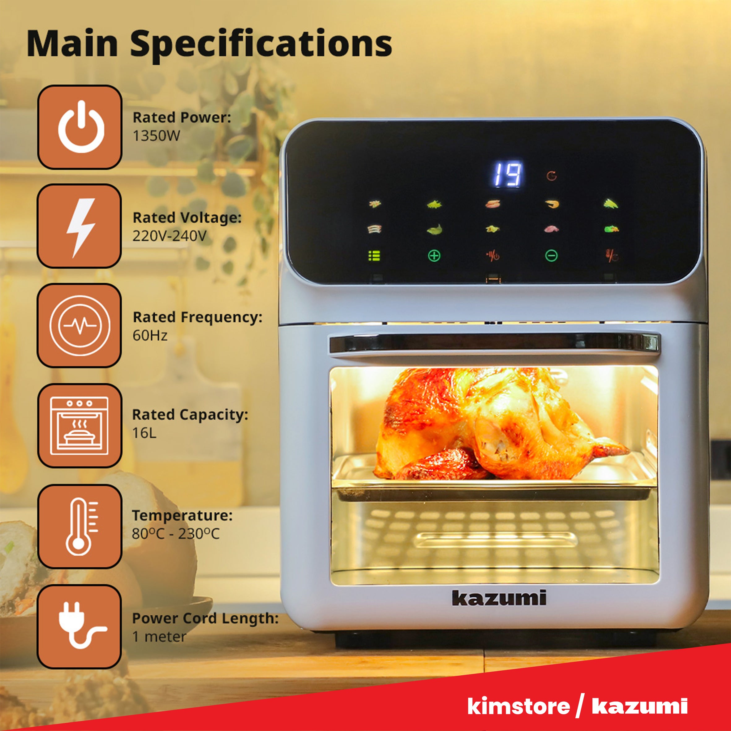 [OPEN BOX] Kazumi KZ-402 Smart Air Fryer Oven - Classic White