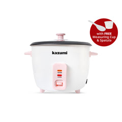 [OPEN BOX] Kazumi KZ-RC115 1.5L Rice Cooker with Coastal Wood Accent -  Stone White