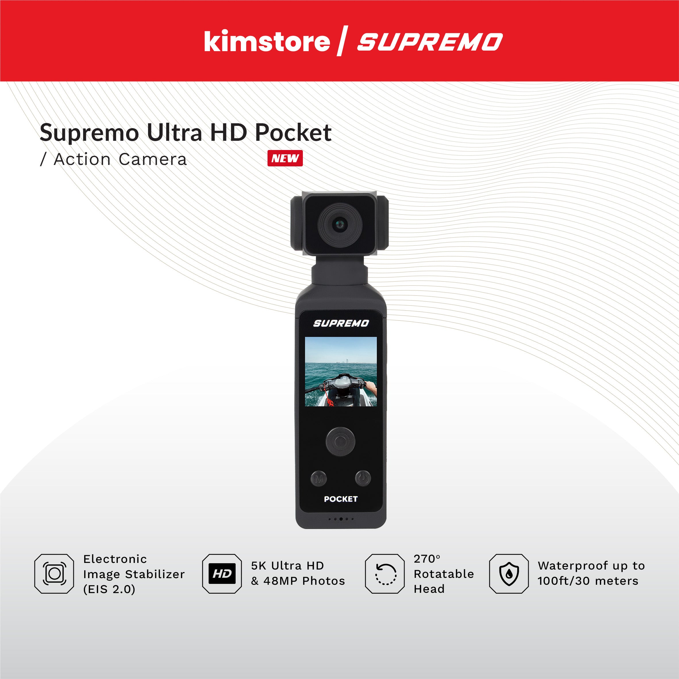 [OPEN BOX] [B] Supremo Ultra HD Pocket Action Camera