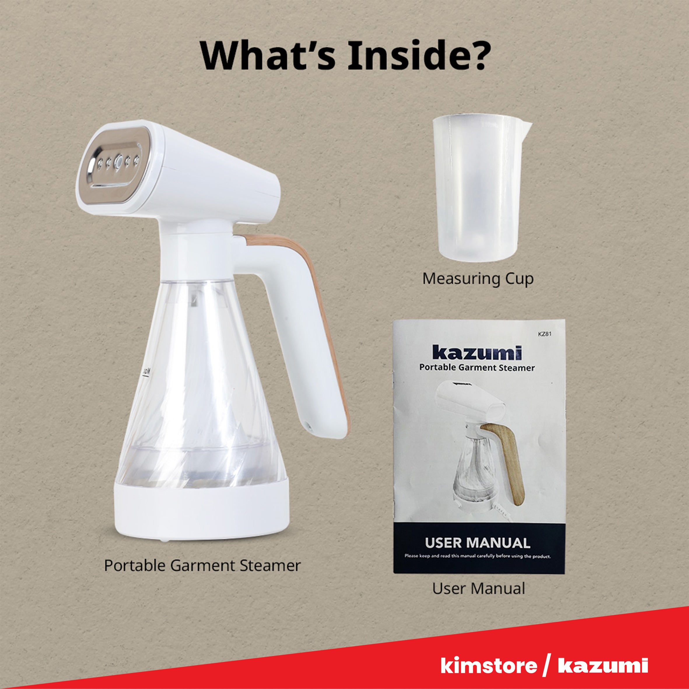 [OPEN BOX] Kazumi KZ81 Portable Garment Steamer - White