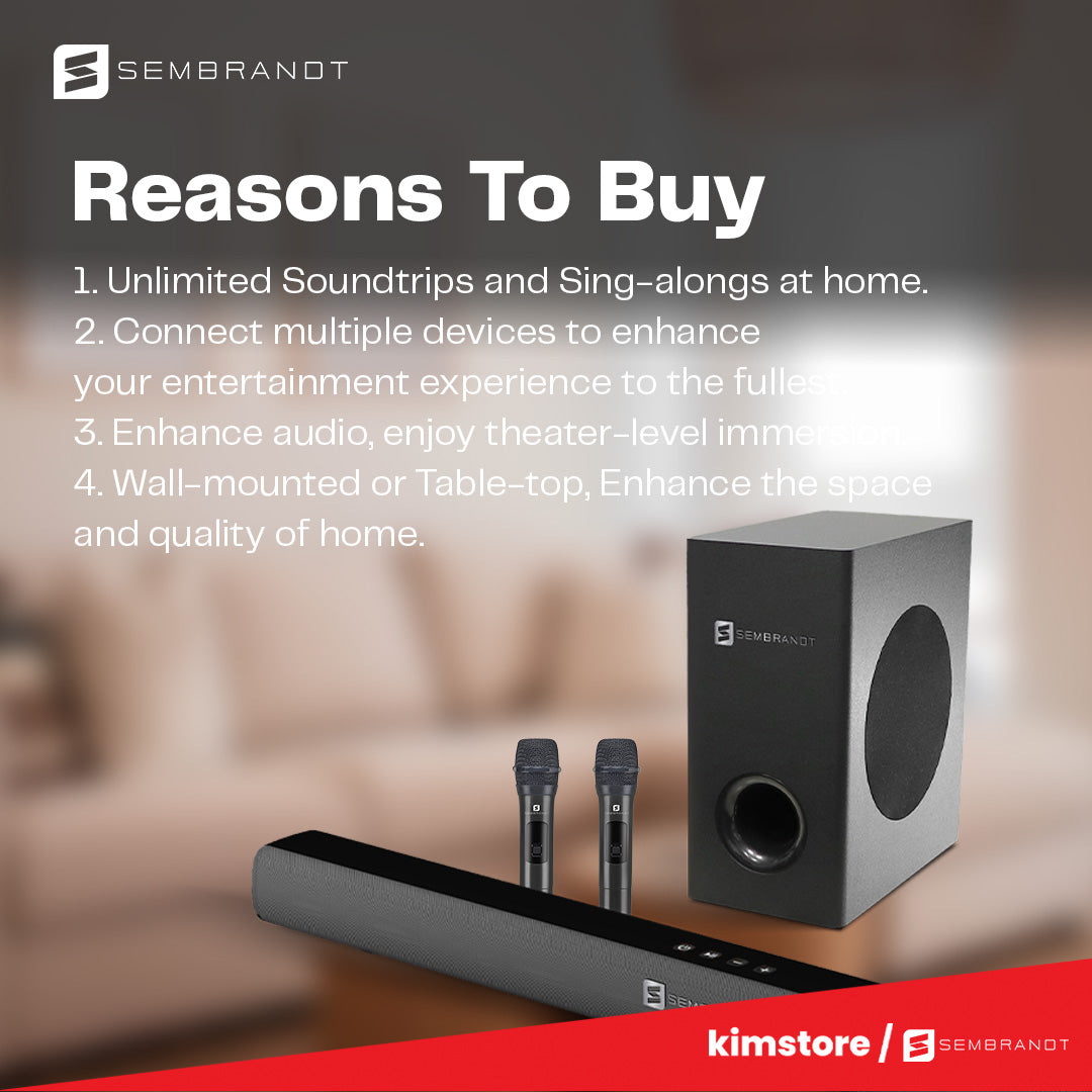 [OPEN BOX] Sembrandt KT-A500 Soundbar and Subwoofer with Wireless Microphones