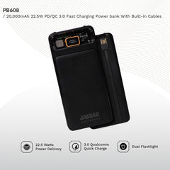 Jaguar Electronics PB608 20000mAh 22.5W PD/QC 3.0 Fast Charging Power Bank With Built-in Cables