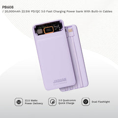 Jaguar Electronics PB608 20000mAh 22.5W PD/QC 3.0 Fast Charging Power Bank With Built-in Cables