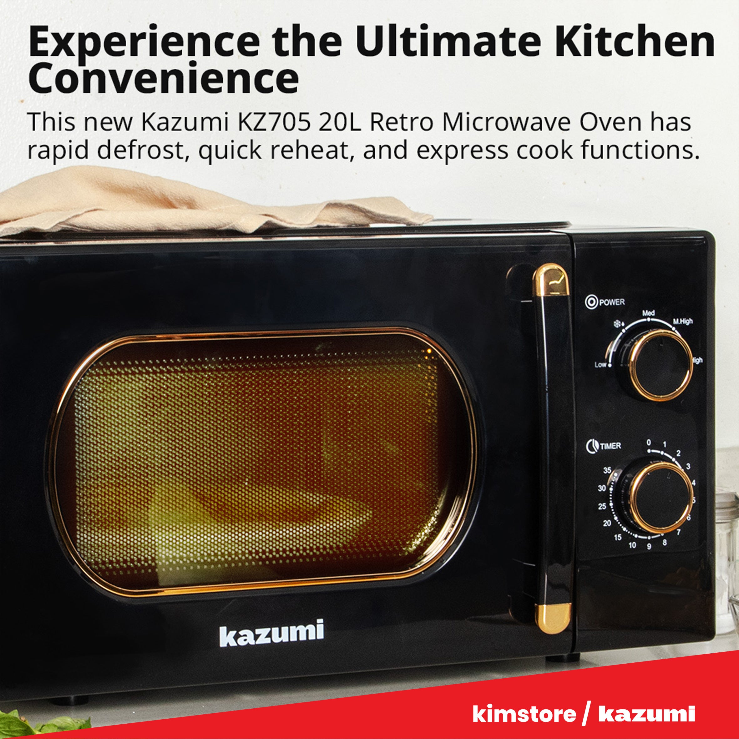 Kazumi KZ-705 20L Retro Microwave Oven