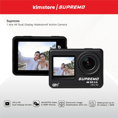 [OPEN BOX[ [B] Supremo Ace 4K Dual Display Waterproof Action Camera