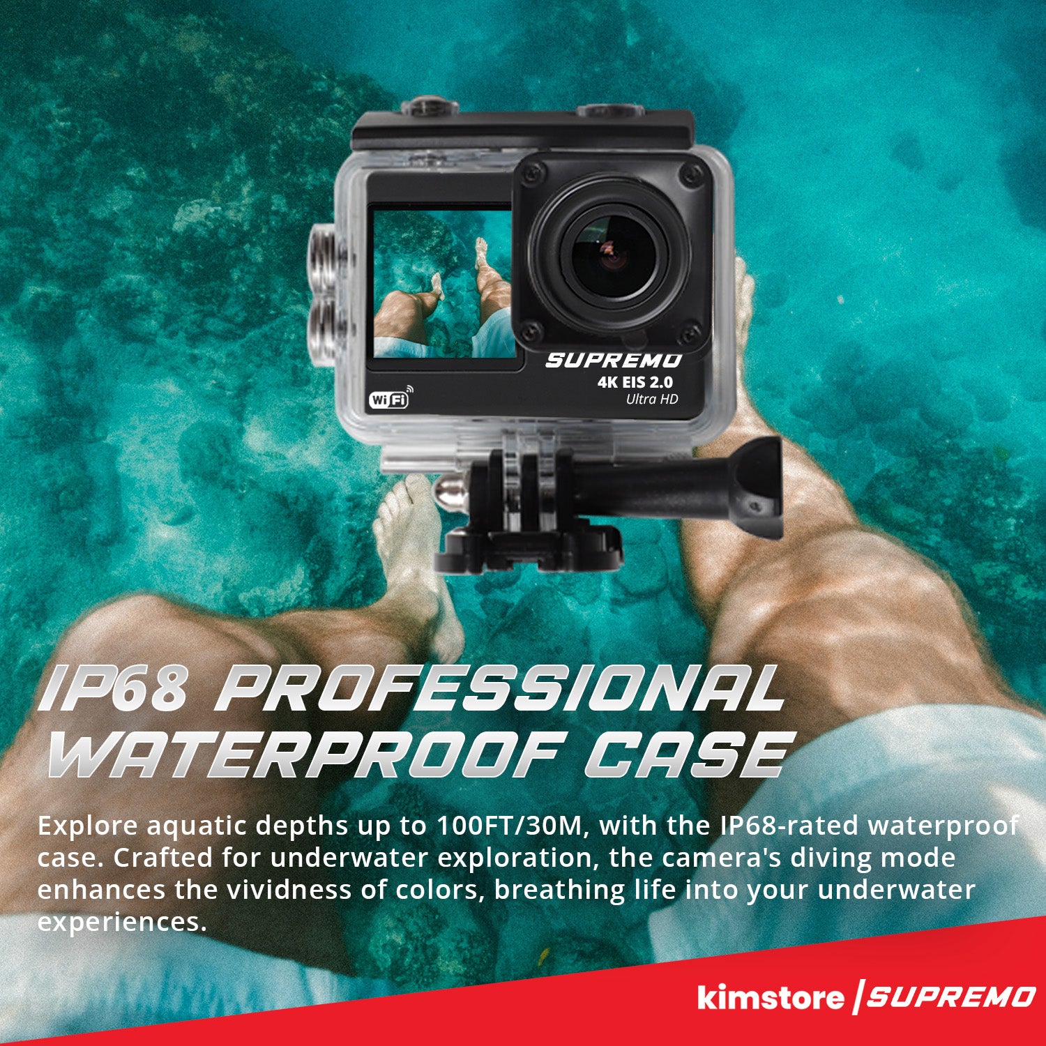 [OPEN BOX[ [B] Supremo Ace 4K Dual Display Waterproof Action Camera