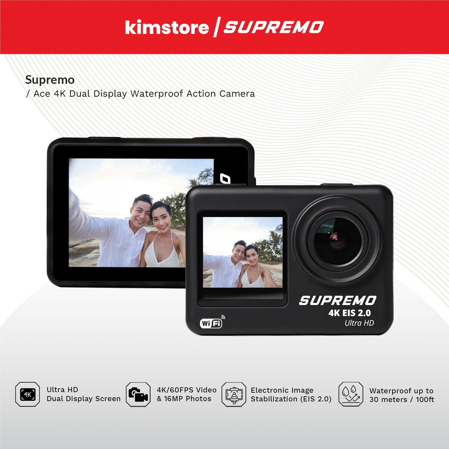 Supremo Ace 4K Dual Display Waterproof Action Camera