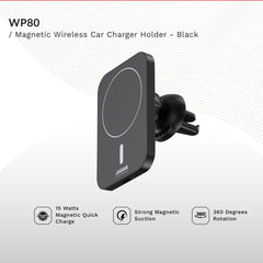 Jaguar Electronics WP80 15W Magnetic Wireless Car Charger Holder