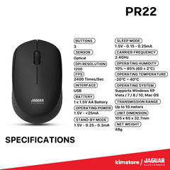 Jaguar Electronics PR22 2.4GHz Optical Wireless Mouse