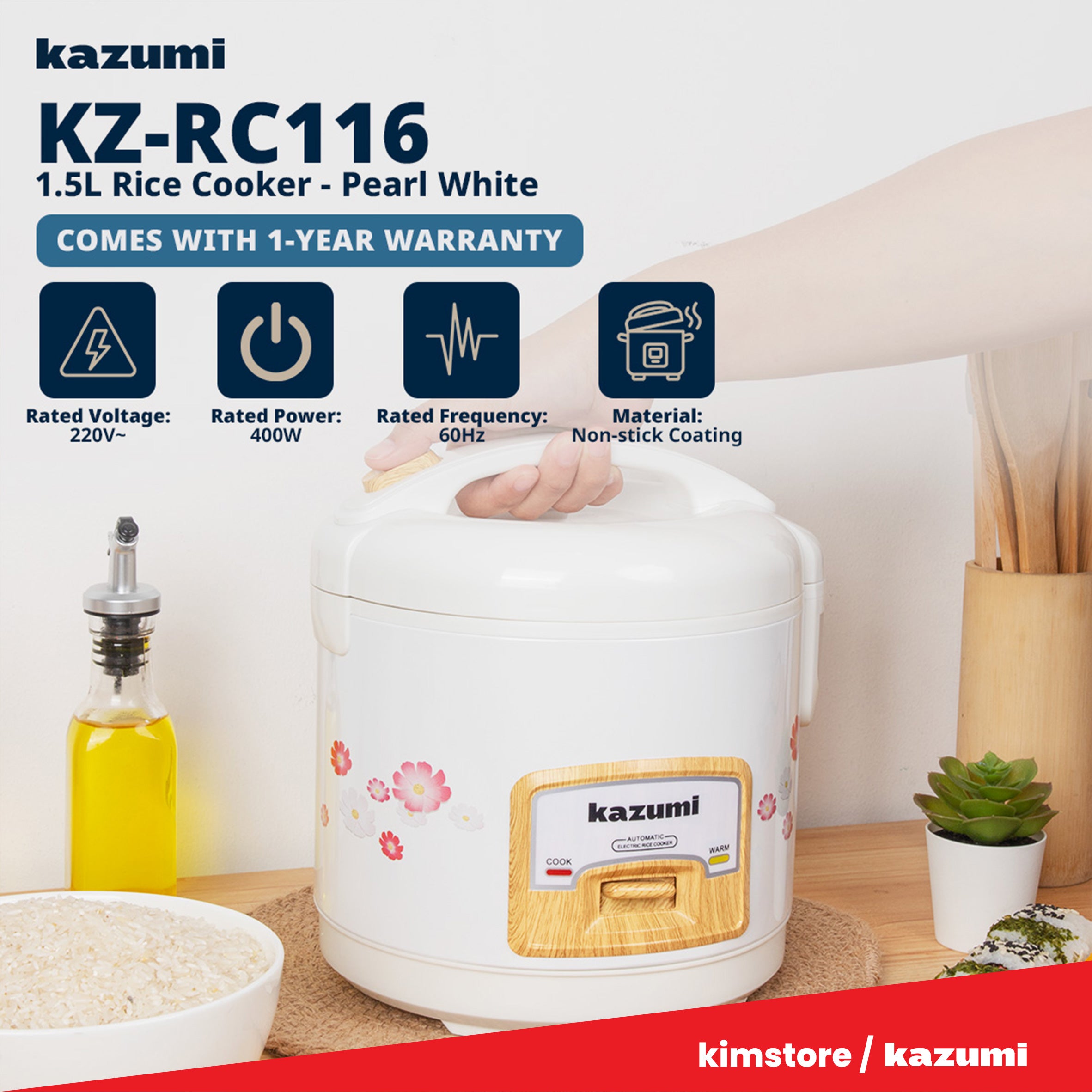 Kazumi KZ-RC116 1.5L Rice Cooker