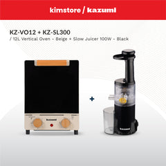 BUNDLE: Kazumi KZ-VO12 12L Vertical Oven - Beige + Kazumi KZ-SL300 Slow Juicer 100W - Black