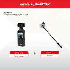 BUNDLE: Supremo Ultra HD Pocket Action Camera + JACKPOD Monopod - Black