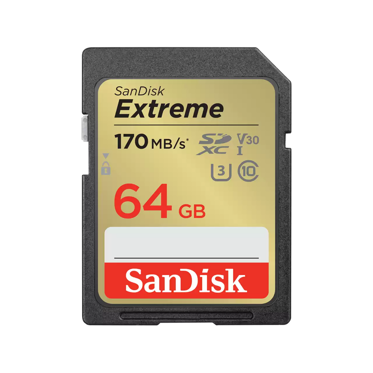 SanDisk Extreme SDXC, SDXV2 64GB, V30, U3, C10, UHS-I, 170MB/s R, 80MB/s W Lifetime Limited