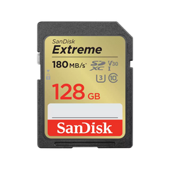 SanDisk Extreme SDXC, SDXVA 128GB, V30, U3, C10, UHS-I, 180MB/s R, 90MB/s W Lifetime Limited