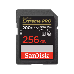 SanDisk Extreme Pro SDXC, SDXXD 256GB, V30, U3, C10, UHS-I, 200MB/s R, 140MB/s  W Lifetime Limited