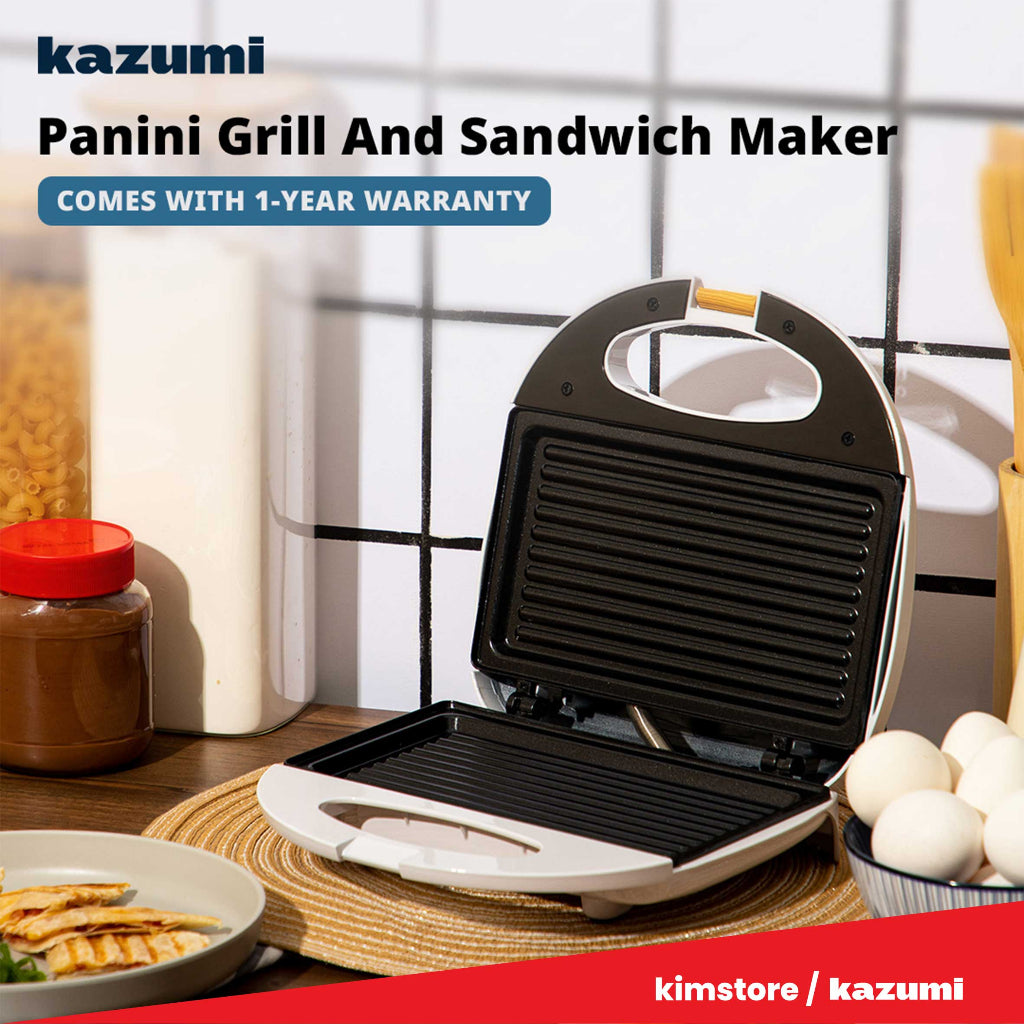 [OPEN BOX] Kazumi KZ-306 Panini Grill and Sandwich Maker - White